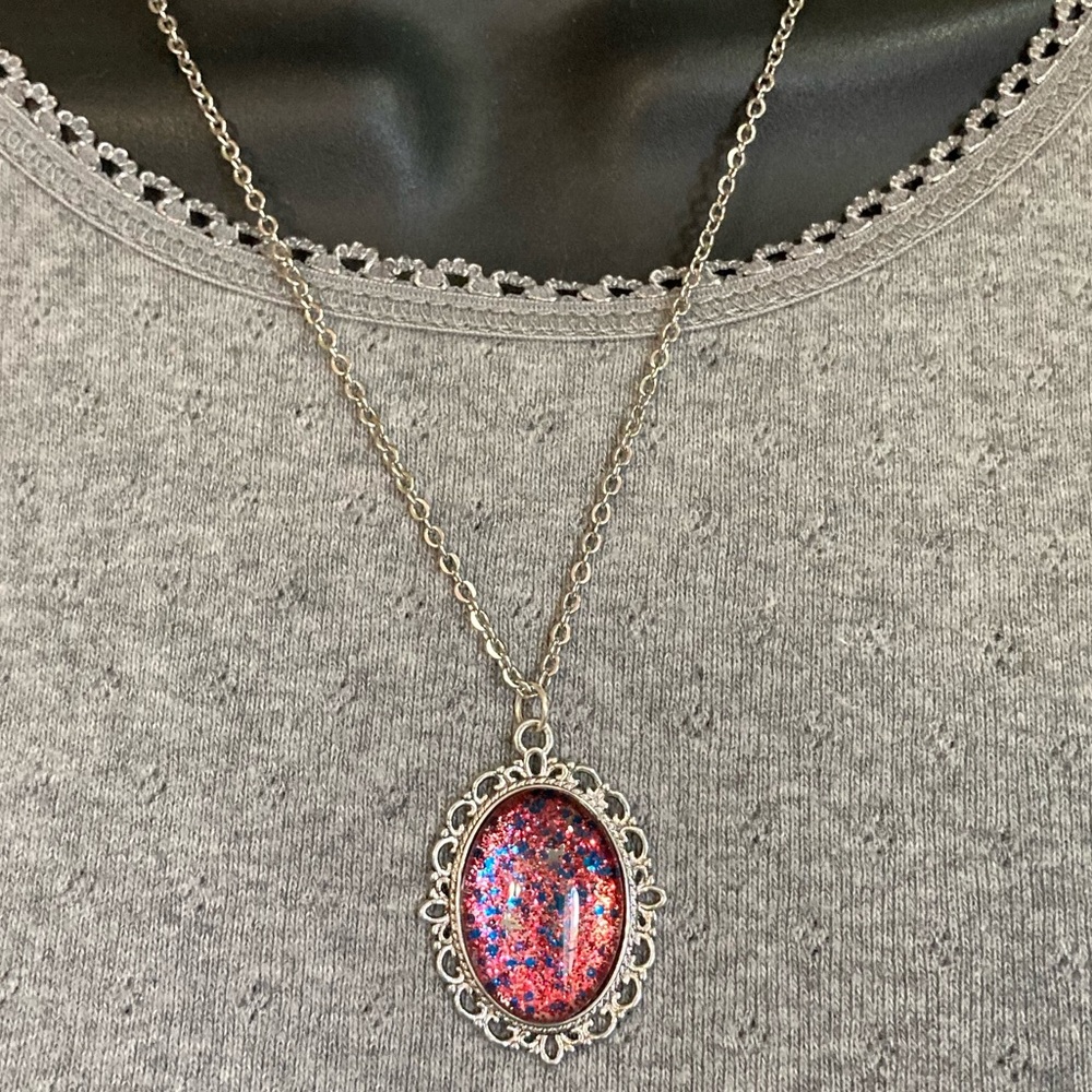 Shooting Stars hand-painted pendant